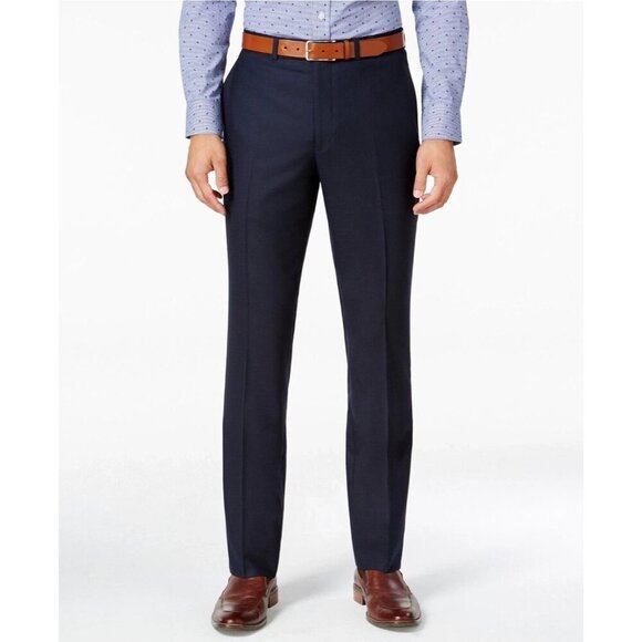 Kenneth Cole Reaction Techni-Cole  Men's 34 X 32 Navy Slim Fit Dress Pants - Picture 1 of 6